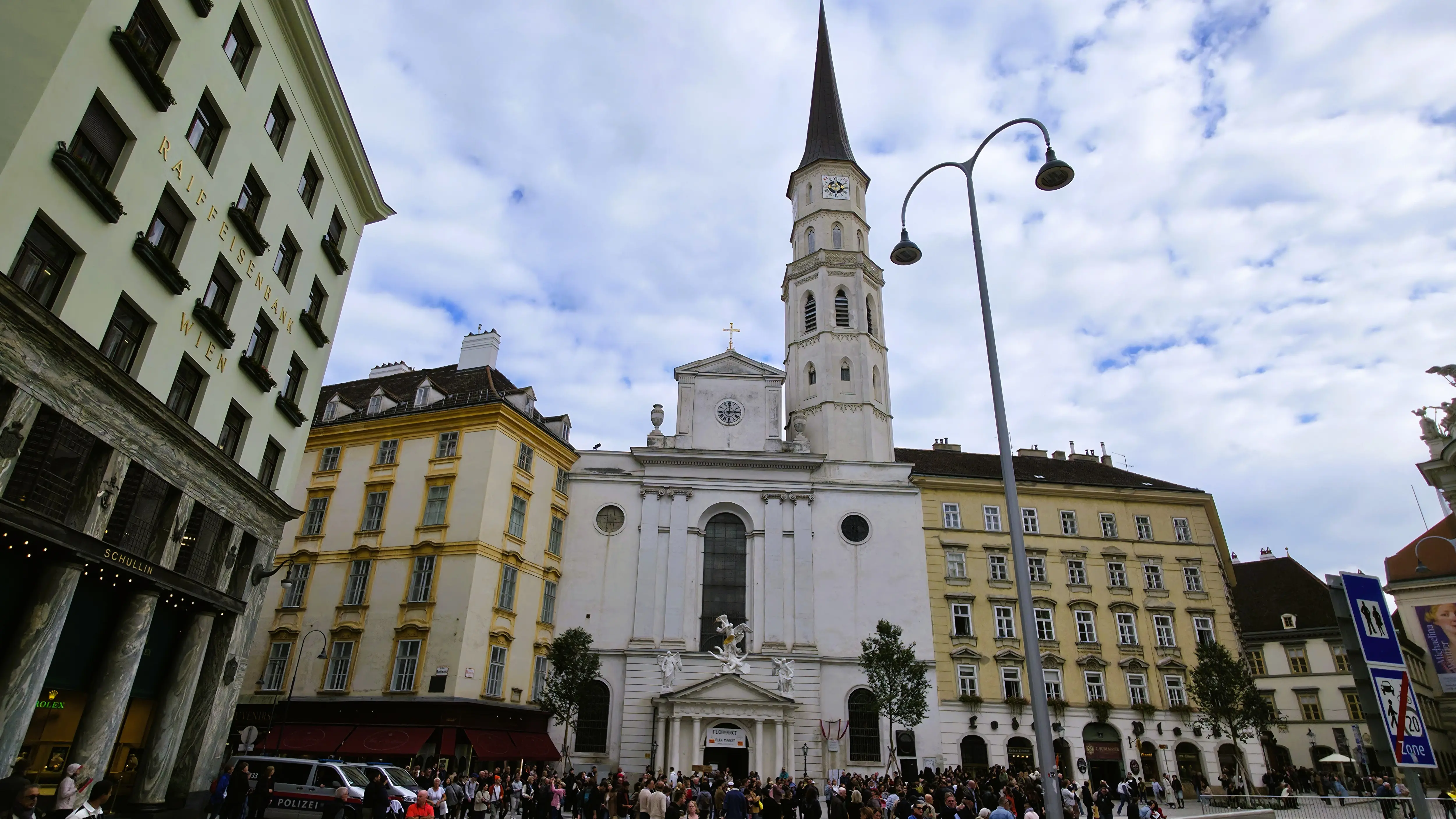 Exterior of St. Michael’s Church (Michaelerkirche) at Michaelerplatz in Vienna, one of the city’s oldest churches founded around 1220