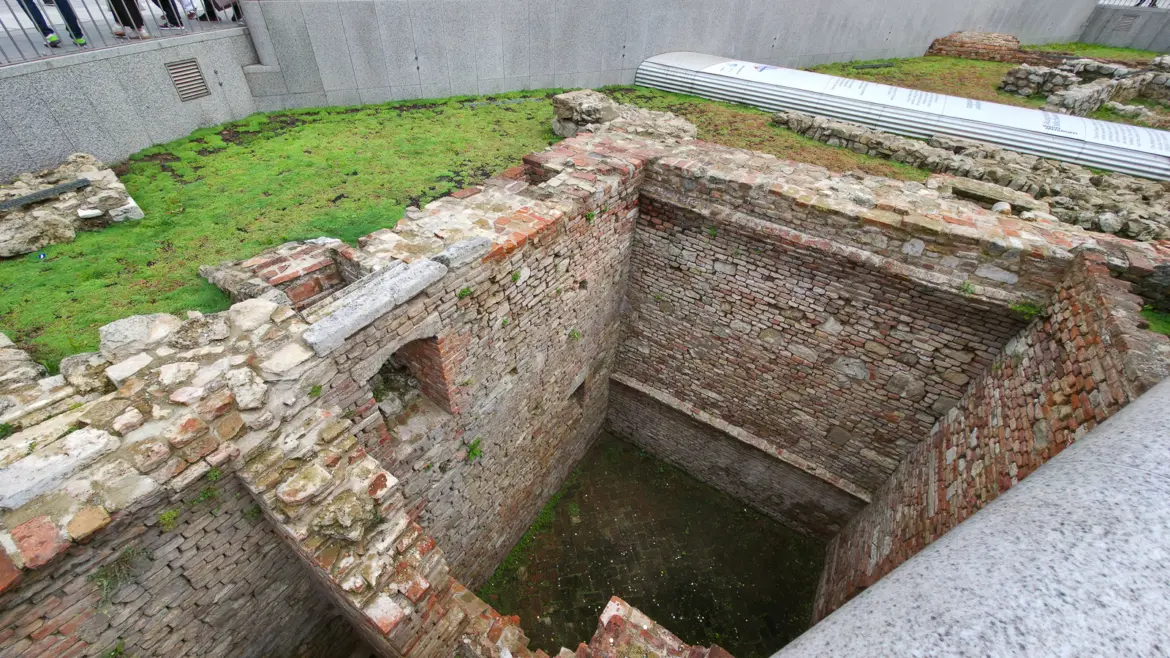 Archaeological remains of Vindobona at Michaelerplatz showing fragments and foundations of ancient Roman houses