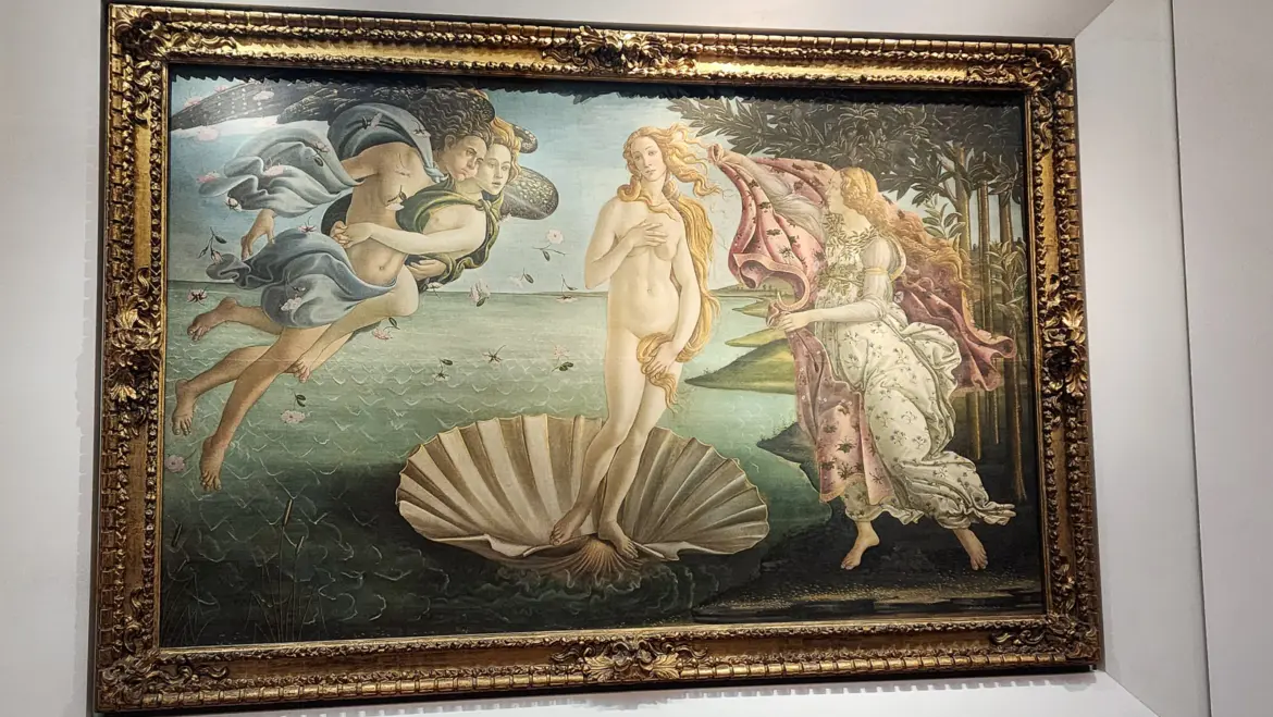 Sandro Botticelli’s The Birth of Venus displayed at the Uffizi Gallery in Florence, one of the most iconic paintings of the Italian Renaissance