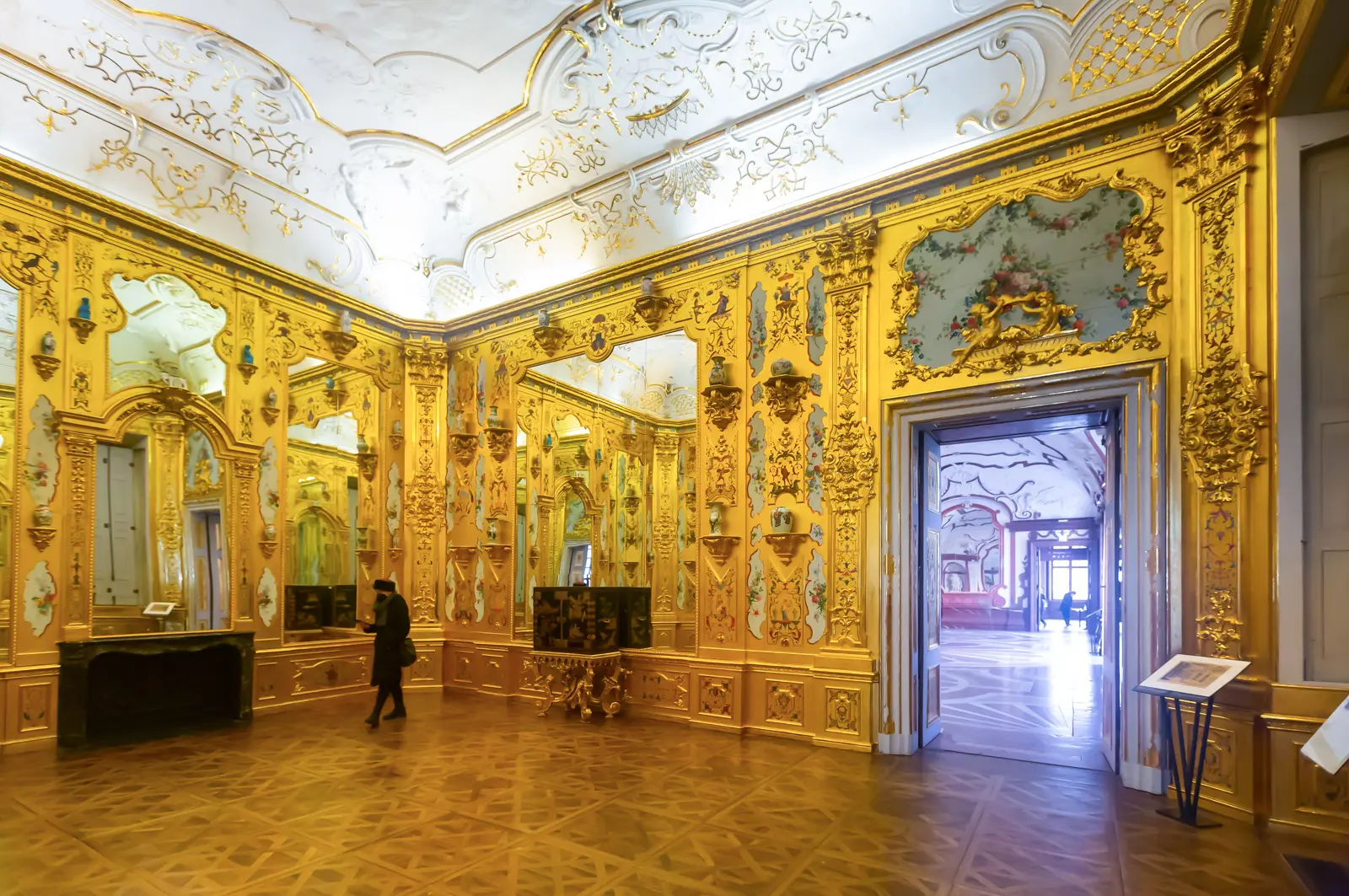 The Golden Cabinet in the Lower Belvedere in Vienna, an intimate Baroque room adorned with elaborate gilded decoration