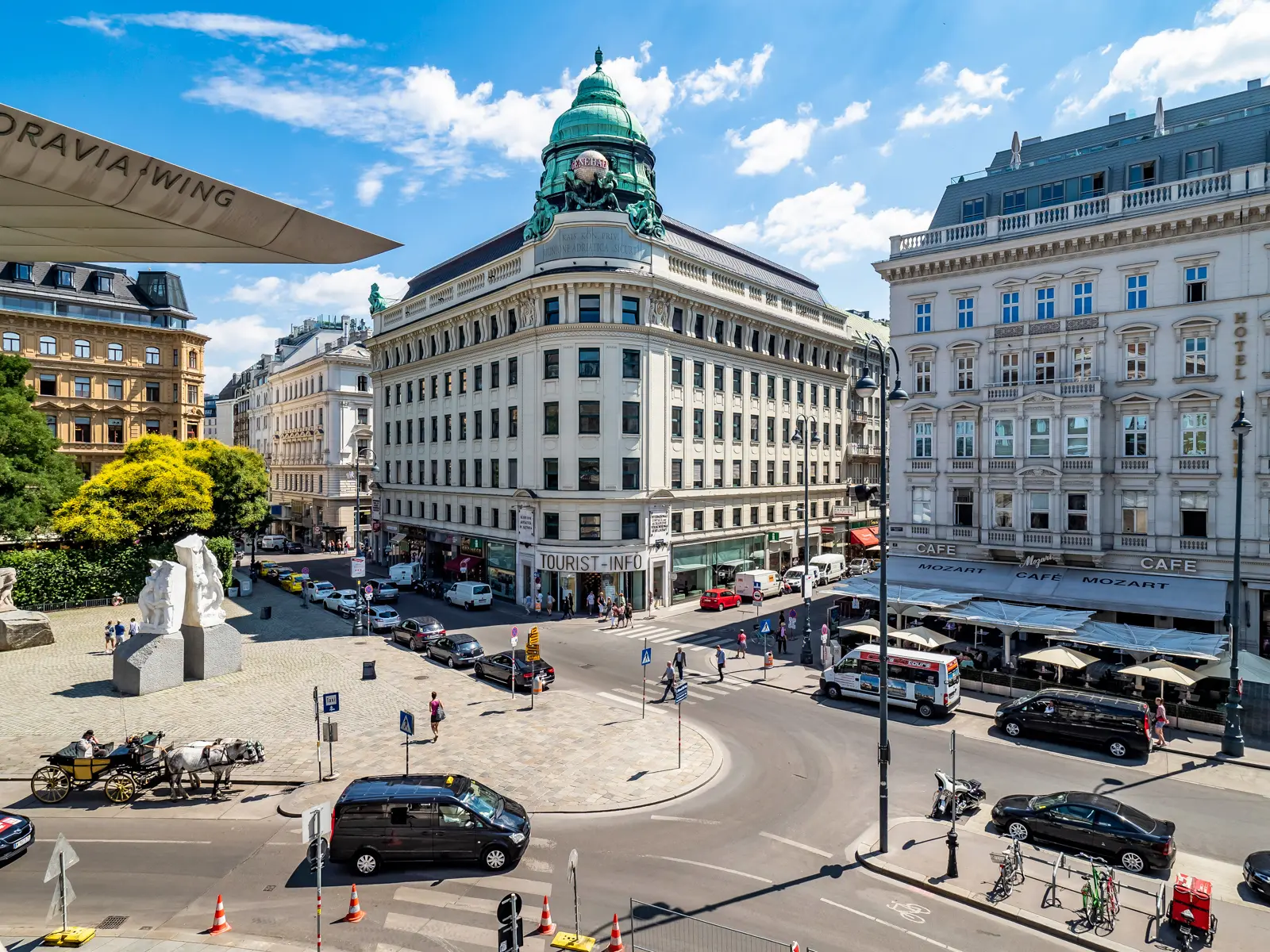 View of the Memorial Against War and Fascism from the Albertina in Vienna, highlighting the Gate of Violence