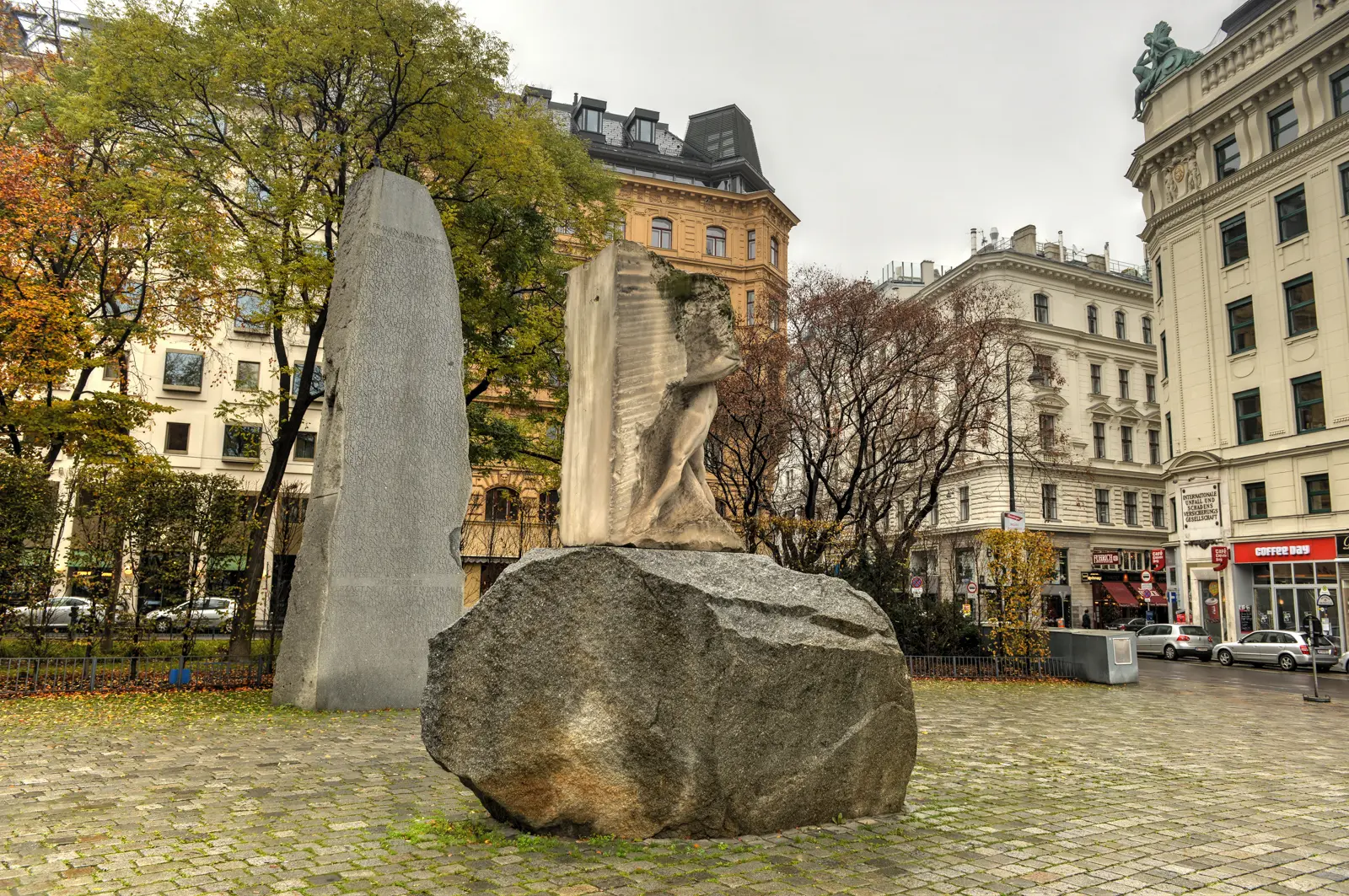 Orpheus Enters Hades sculpture at the Memorial Against War and Fascism in Vienna, symbolizing loss and descent