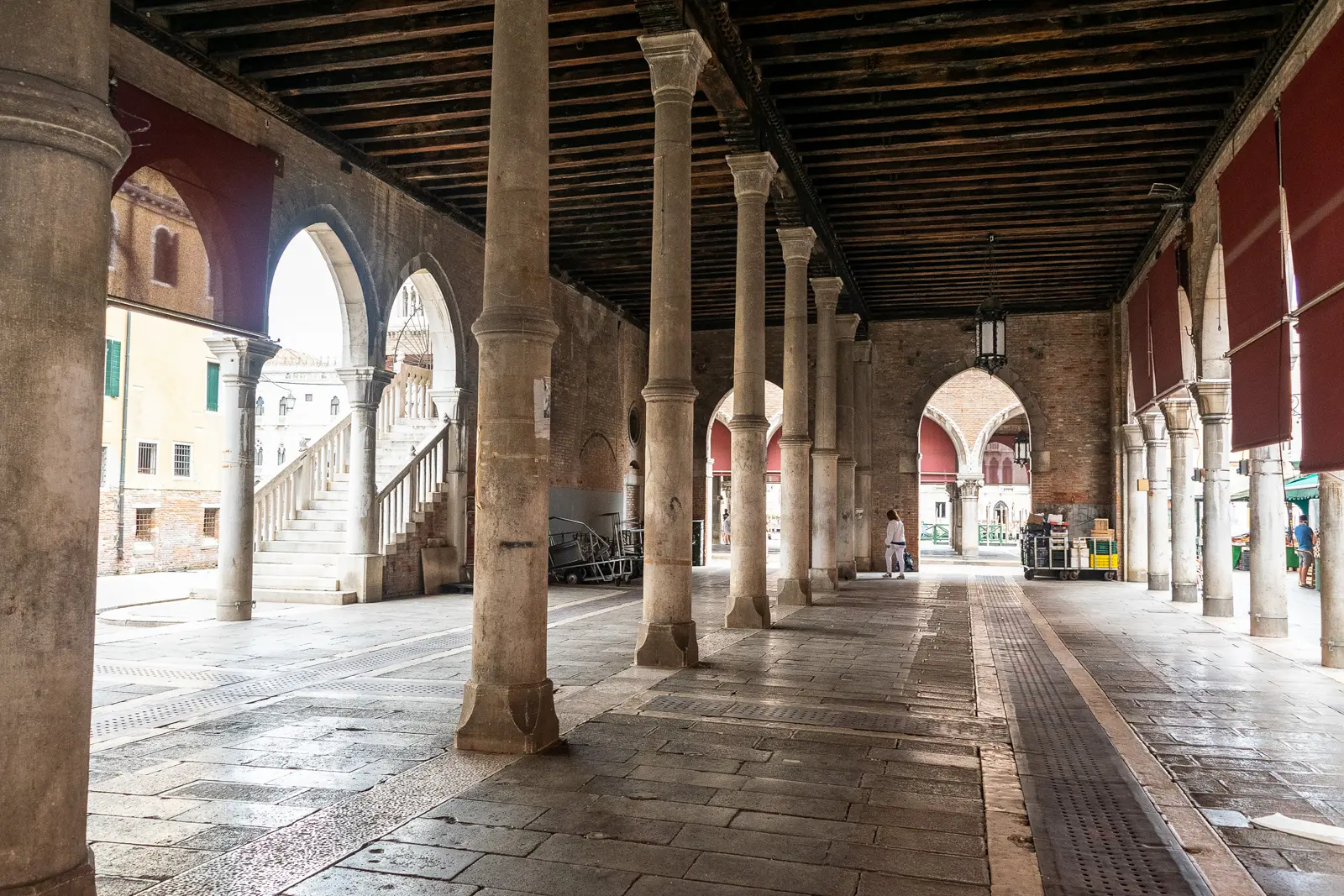 The Rialto Market area along the Grand Canal in Venice, Italy