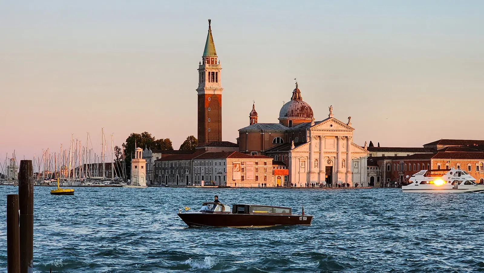 San Giorgio Maggiore on its island across the Venetian Lagoon, seen from Piazza San Marco in Venice