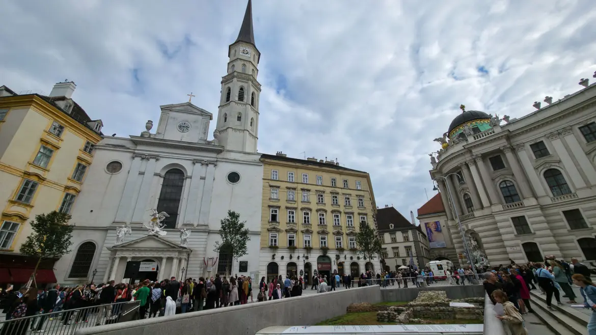 St. Michael’s Church overlooking the excavated Roman ruins of Vindobona at Michaelerplatz in Vienna