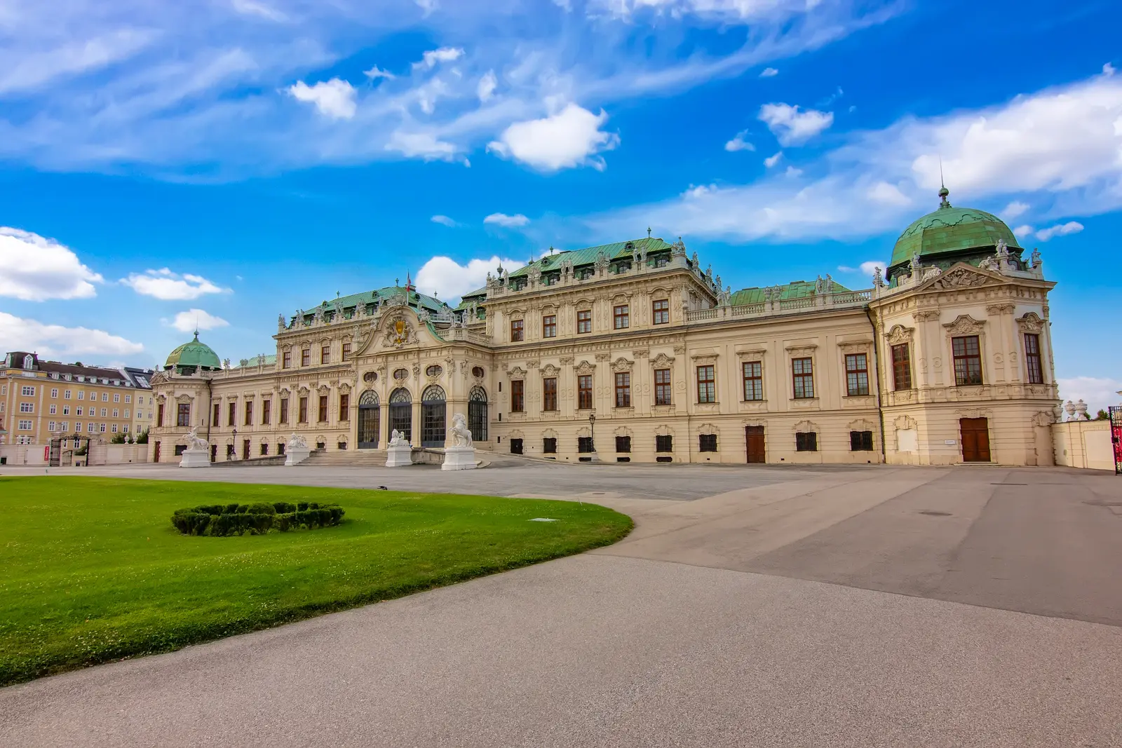 The Upper Belvedere Palace in Vienna, a masterpiece of Baroque architecture featuring ornate facades and refined symmetry