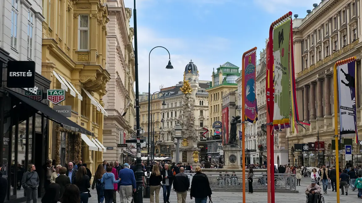A lively scene in Vienna’s historic centre where centuries of history meet the rhythm of modern city life