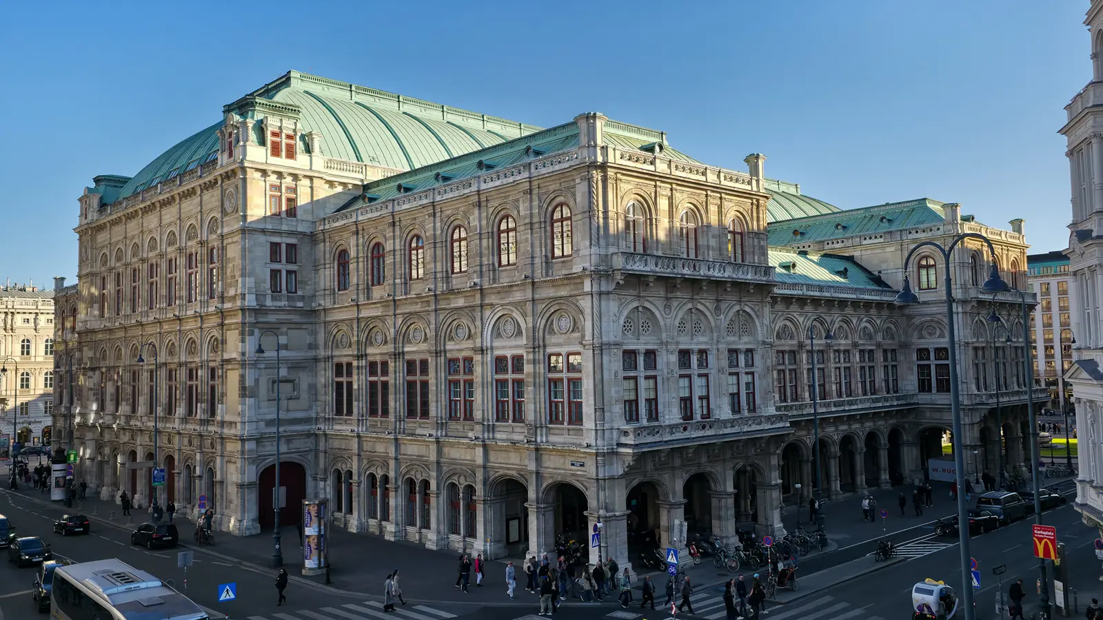 View of the Vienna State Opera from Albertinaplatz, one of Vienna's most important cultural landmarks