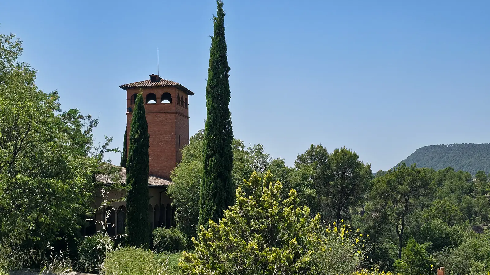 Abadal Winery in the Pla de Bages wine region near Barcelona, set among forest-framed vineyards and the historic 12th-century Masia Roqueta, one of Catalonia's best-kept wine secrets