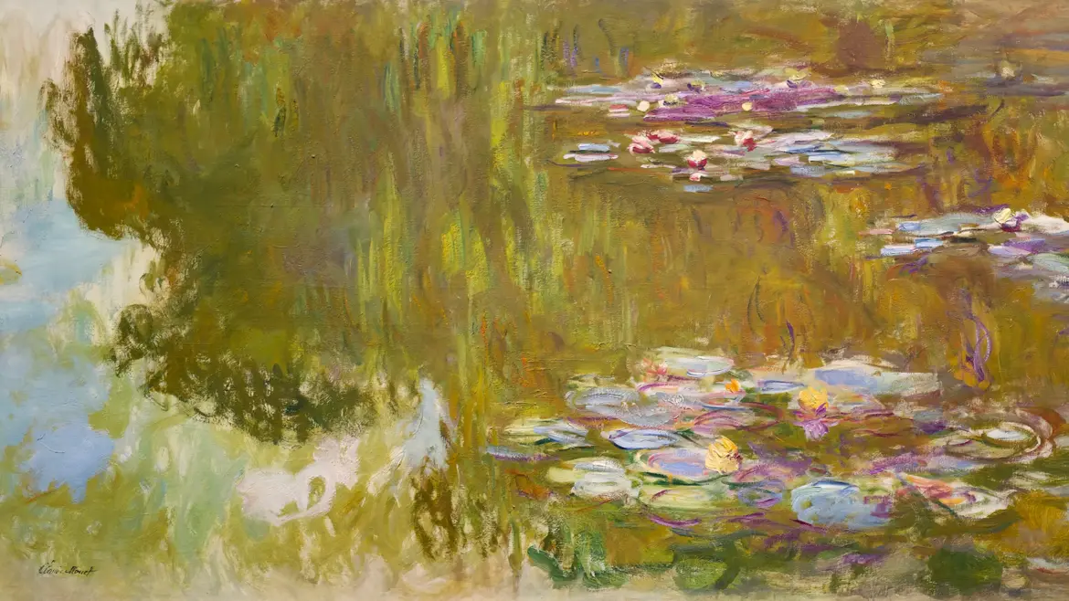 Claude Monet's The Water Lily Pond (1917–1919) at the Albertina Museum in Vienna, a serene Impressionist masterpiece from the Batliner Collection