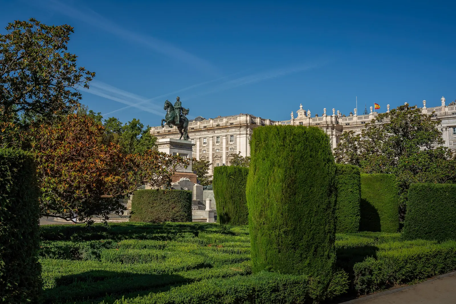 Equestrian statue of King Philip IV at Plaza de Oriente in Madrid the first rear-legged equestrian statue balanced with Galileo calculations