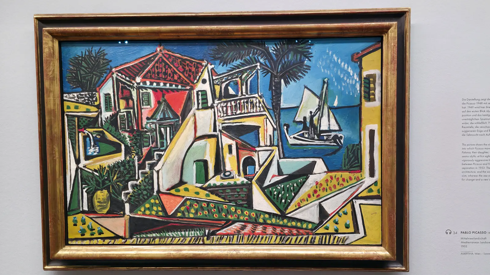 Pablo Picasso's Mediterranean Landscape (1952) at the Albertina Museum in Vienna, capturing color and form in his later work