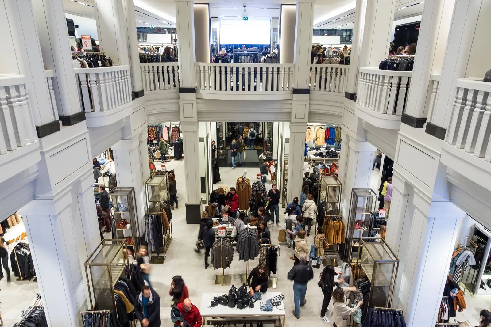 Zara flagship store on Gran Vía in Madrid, one of the boulevard's many multi-level fashion spaces