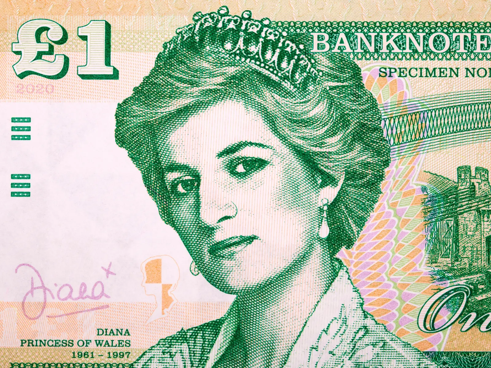 A commemorative novelty note bearing a portrait of Diana, Princess of Wales, a souvenir keepsake rather than real money.