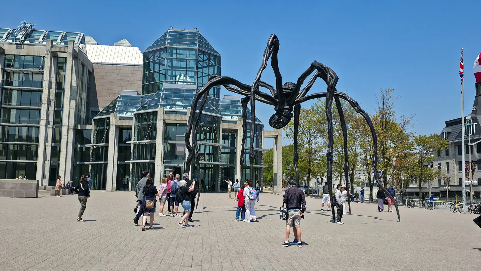 Louise Bourgeois’s bronze Maman outside the National Gallery of Canada in Ottawa, legs braced across the plaza before the glass tower