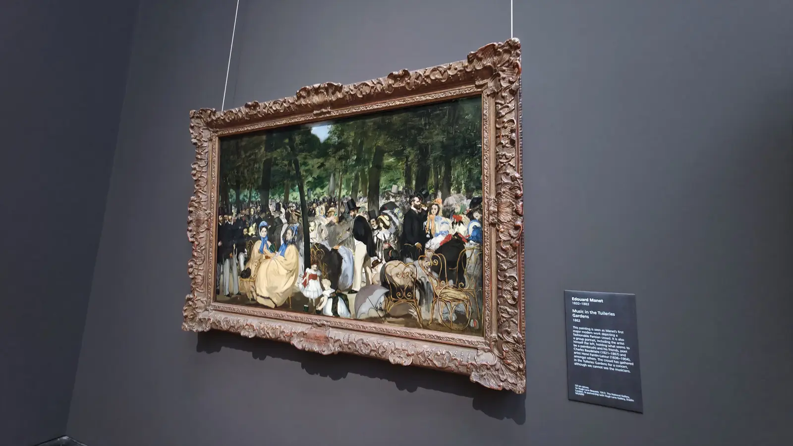 Manet's Music in the Tuileries Gardens, a fashionable crowd at an open-air concert, National Gallery, London