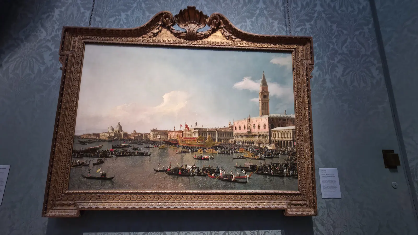 Canaletto's Basin of San Marco on Ascension Day, the doge's state barge amid a crowd of boats, National Gallery, London