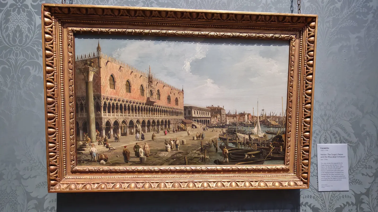 Canaletto's view of the Doge's Palace and the Riva degli Schiavoni, National Gallery Wolfson Room, London