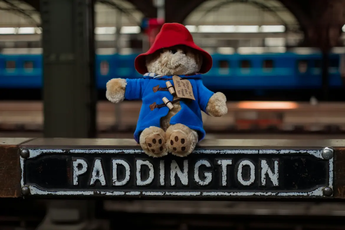 The great glazed roof and platforms of Paddington Station, London, the terminus that gave Paddington Bear his name