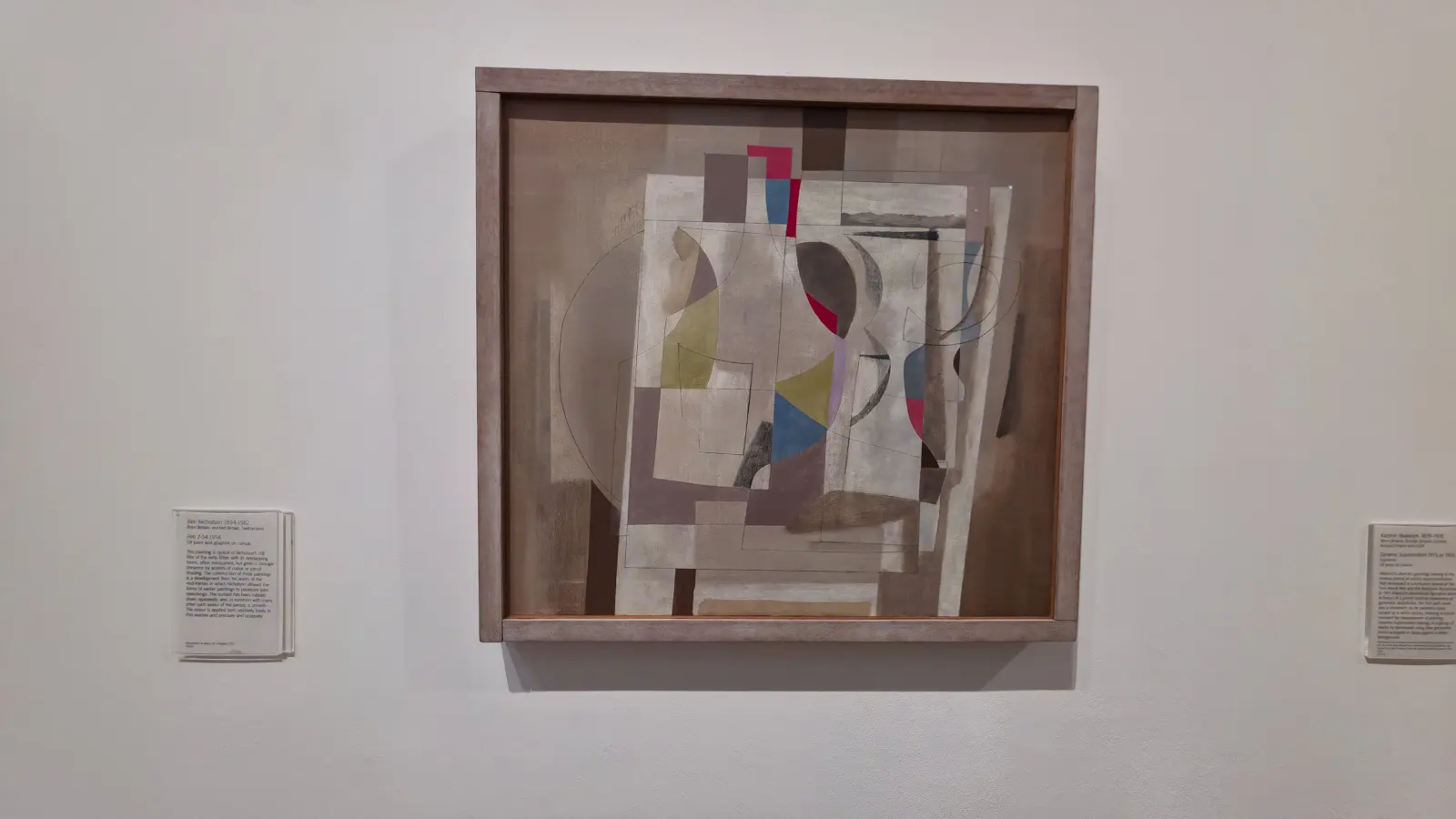 Ben Nicholson’s Feb 2-54 (1954) at Tate Modern, overlapping muted planes of grey and brown with incised lines