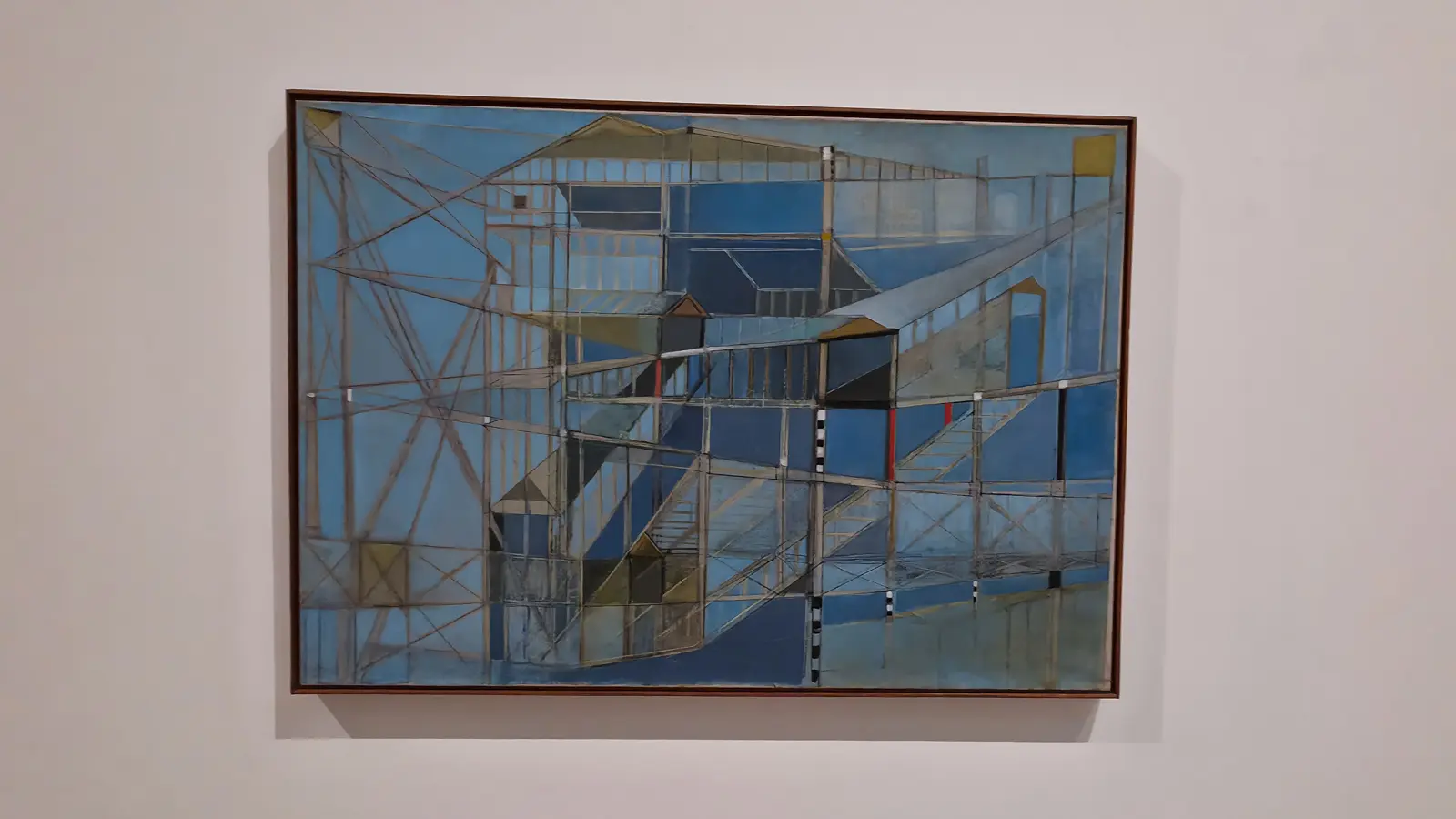 Hedda Sterne’s NY, NY No. X (1948) at Tate Modern, a blue web of girders and elevated railway lines built from overlapping planes