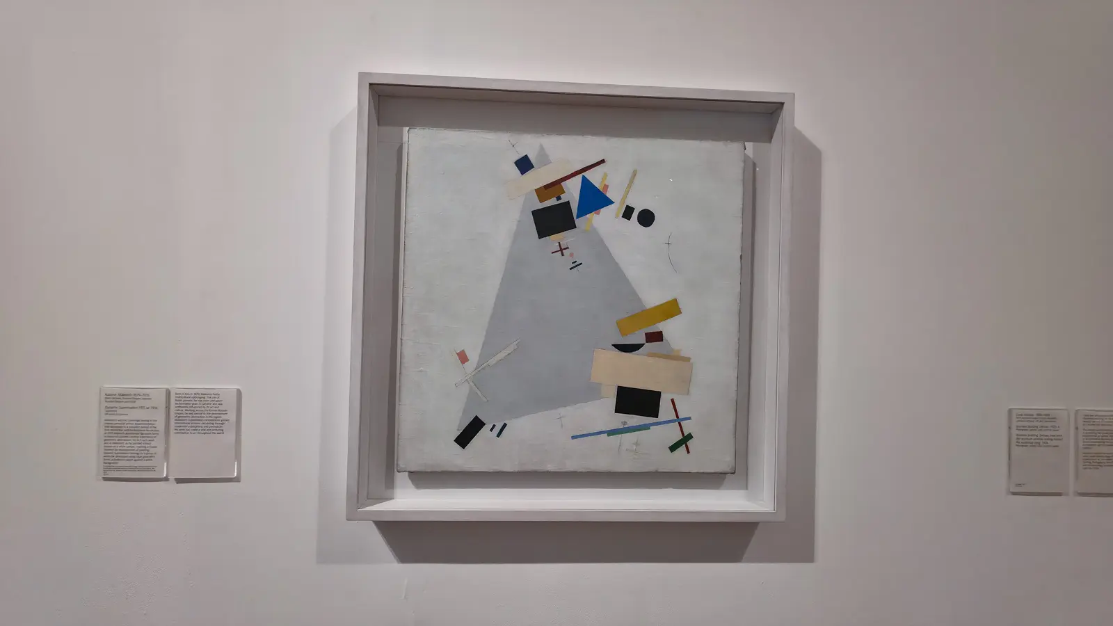 Kazimir Malevich’s Dynamic Suprematism (1915 or 1916) at Tate Modern, London, geometric shapes scattered across a pale ground