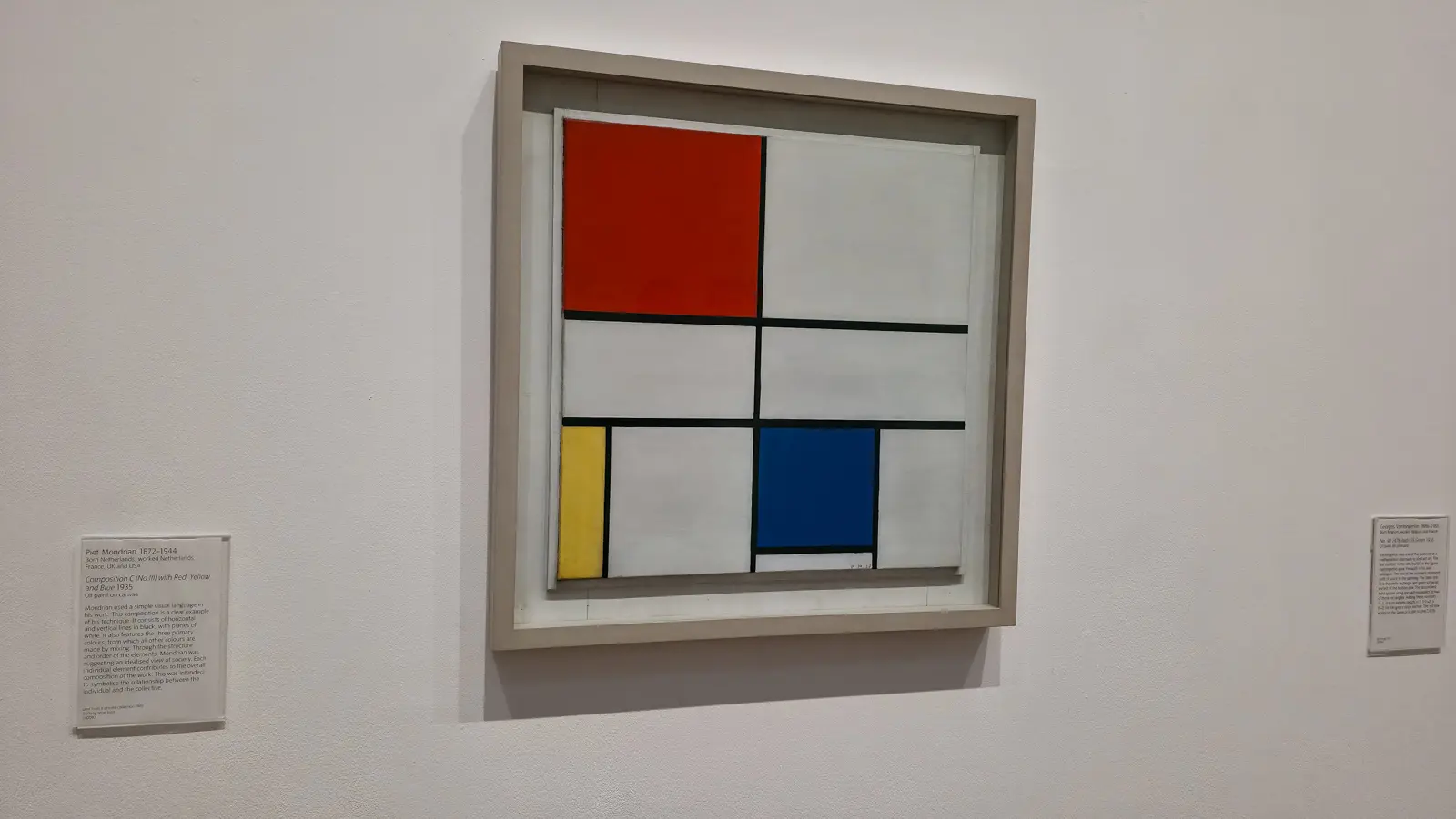 Piet Mondrian’s Composition C (No.III) with Red, Yellow and Blue (1935) on display at Tate Modern, London