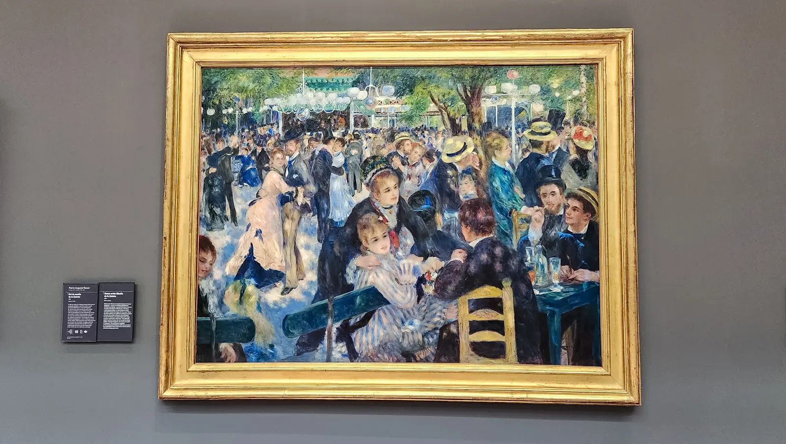 Renoir’s Bal du moulin de la Galette at the Musée d’Orsay, a crowded open-air dance floor in Montmartre dappled with sunlight through trees